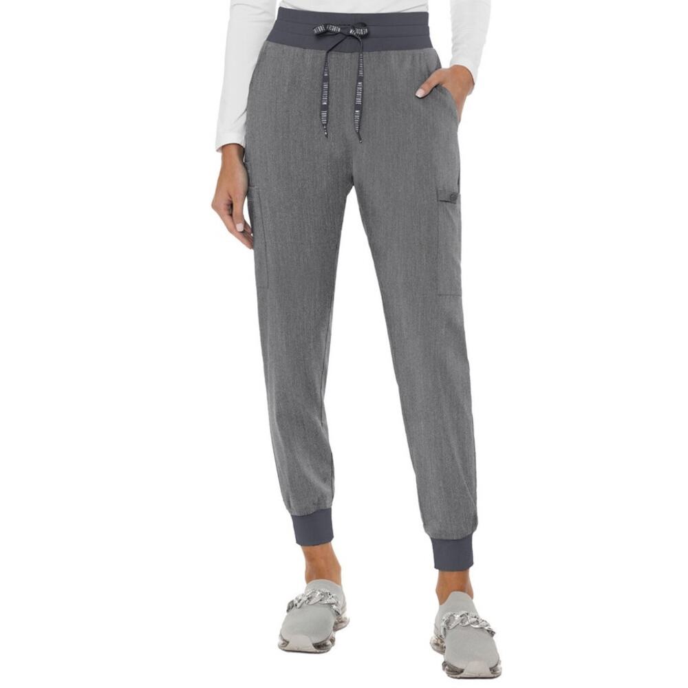 MED COUTURE Touch Gray Slat Heather Drawstring Jogger Scrub Pants Size XSP